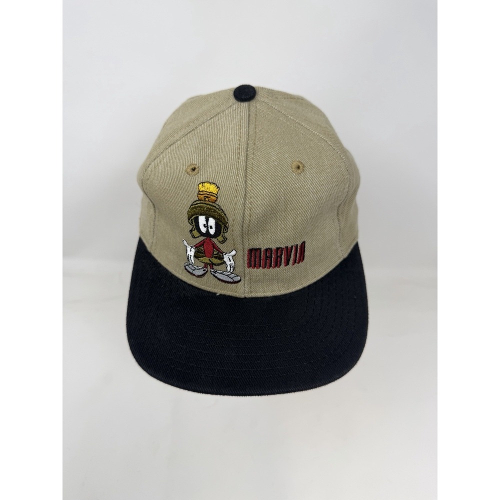 Vintage 1996 Warner Bros Marvin the Martian Hat Khaki Black Made in USA Medium - Picture 2 of 9